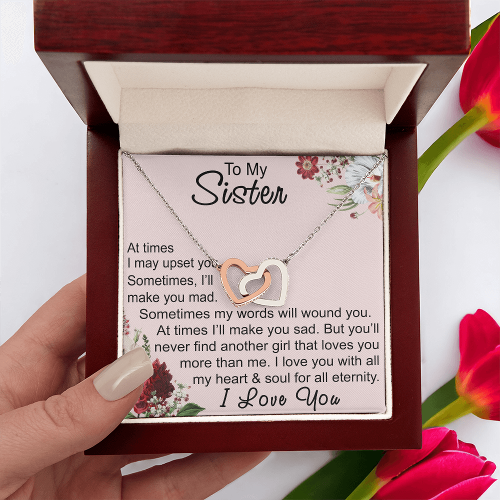 To My Sister Interlocking Hearts Necklace - Unique Gift for Birthday, Christmas, Mother's Day, Wedding