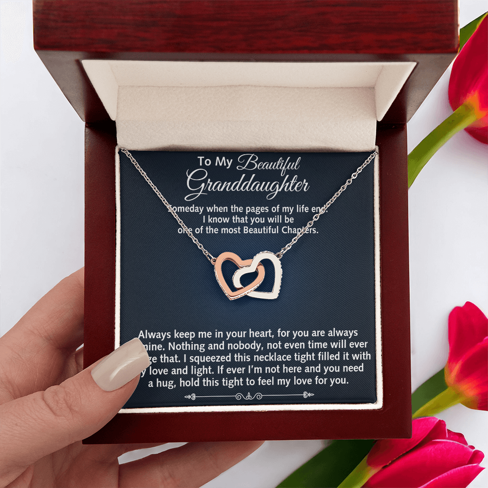 To My Beautiful Granddaughter Birthday Gift Interlock Joined Heart Necklace Gift (134304733391)