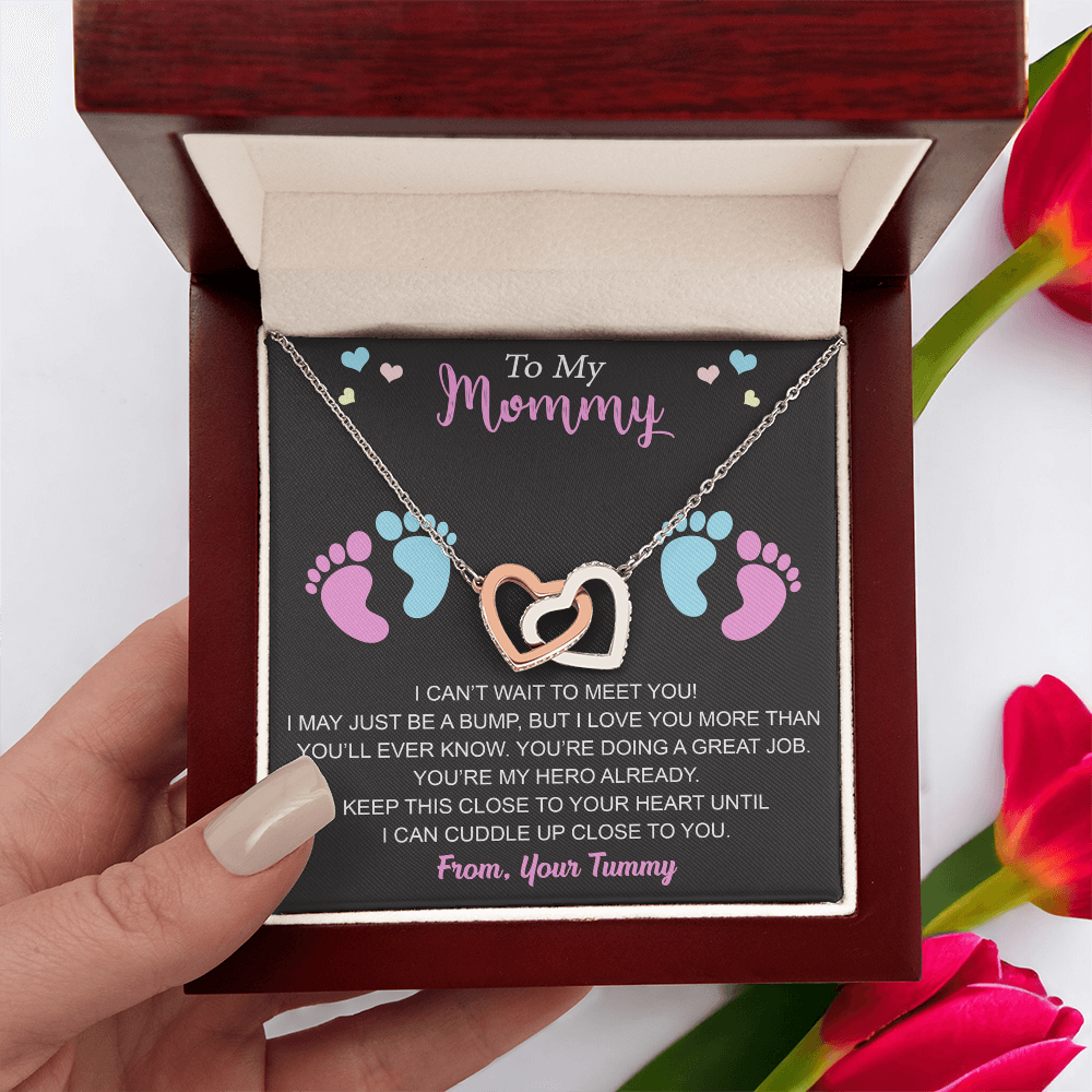 New Mommy Interlock Heart Necklace First Time Mom Baby Shower Mother's Day (133854912039)