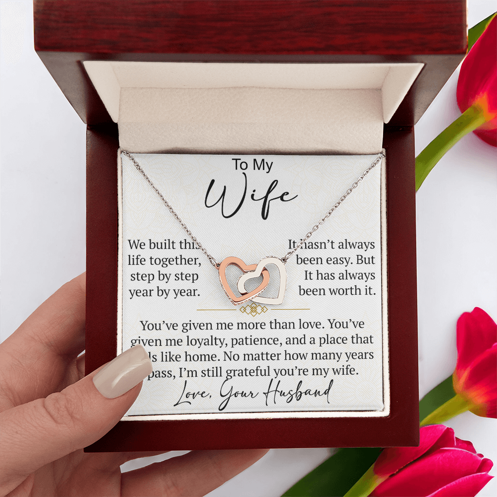 Interlocking Hearts Necklace Gift for Wife from Husband, To My Soulmate Wedding Anniversary Gift, Surprise Your Lover Gift on Special Occasions