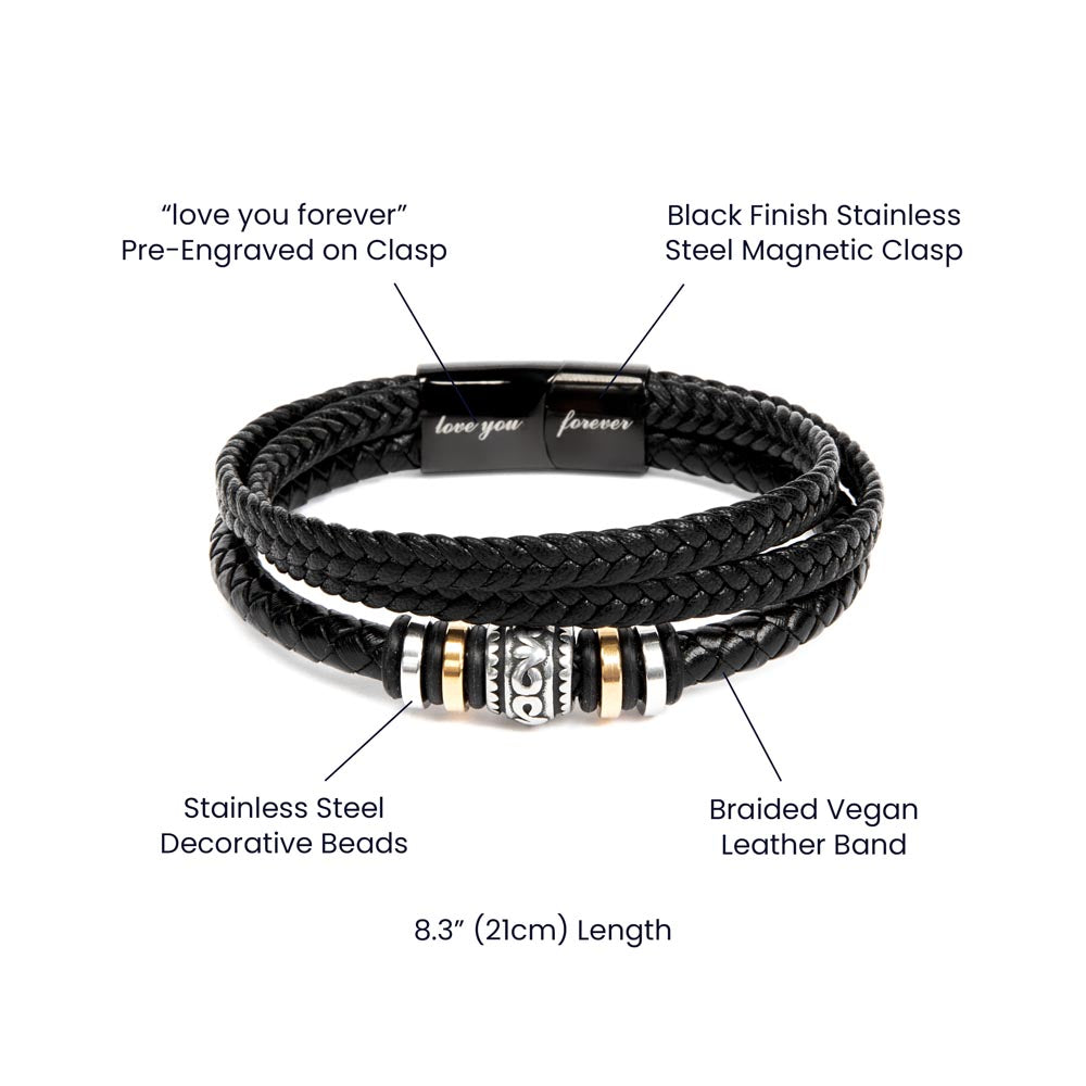 To My Man Soulmate Gift - Men's "Love You Forever" Bracelet For Husband