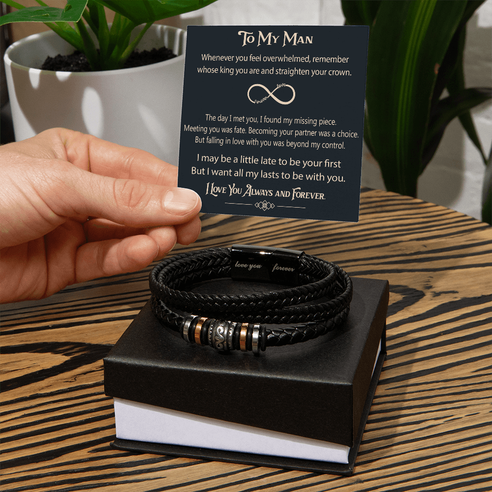 To My Man Soulmate Gift - Men's "Love You Forever" Bracelet For Husband