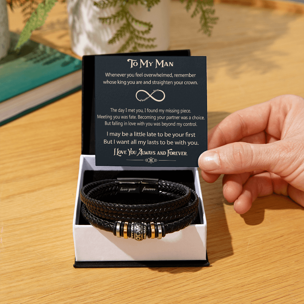 To My Man Soulmate Gift - Men's "Love You Forever" Bracelet For Husband