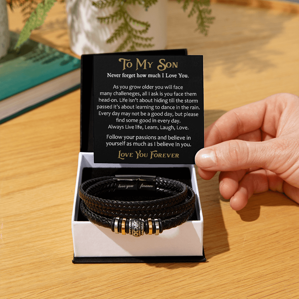 To My Son - Men's "Love You Forever" Bracelet, Unique Gift for Birthday Back to School, Christmas...