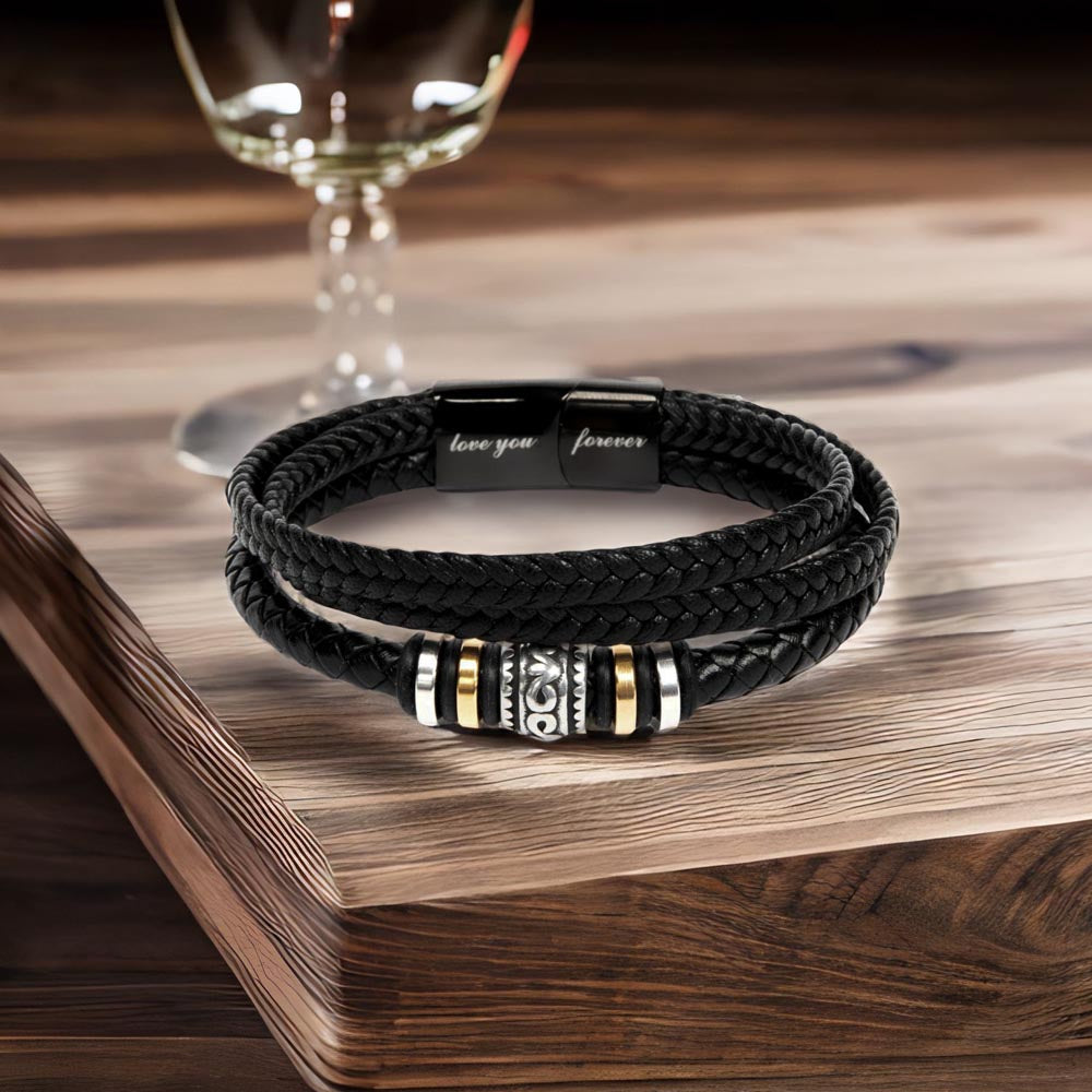 To My Man Soulmate Gift - Men's "Love You Forever" Bracelet For Husband