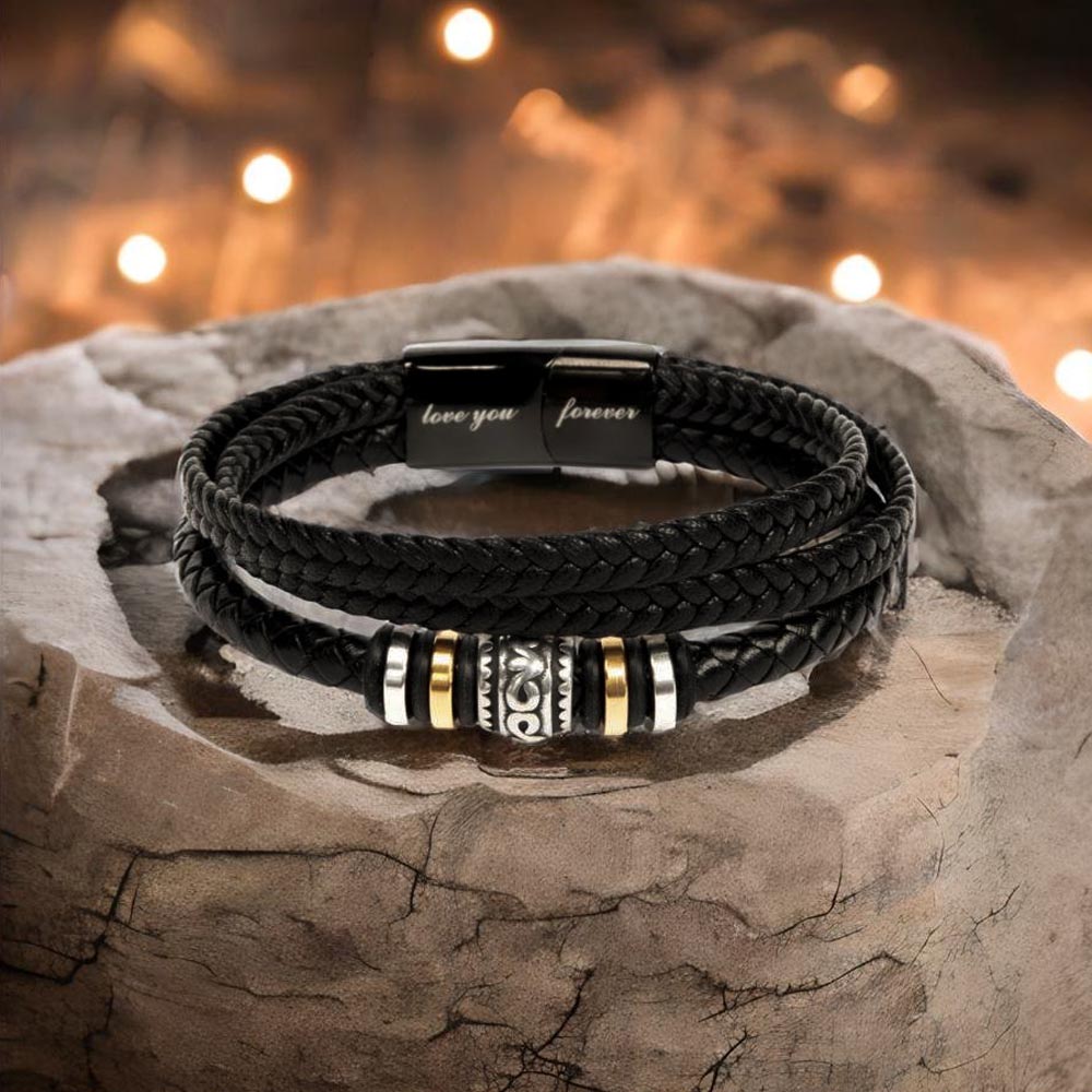 To My Man Soulmate Gift - Men's "Love You Forever" Bracelet For Husband