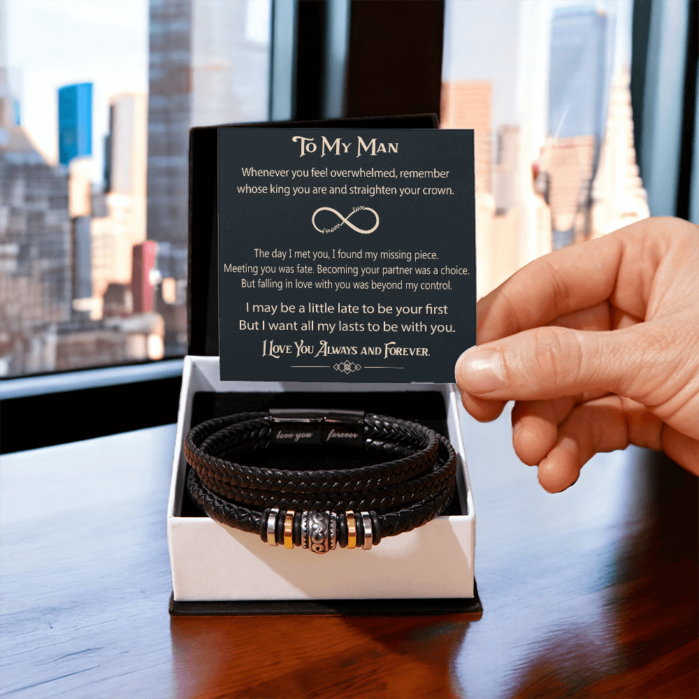 To My Man Soulmate Gift - Men's "Love You Forever" Bracelet For Husband