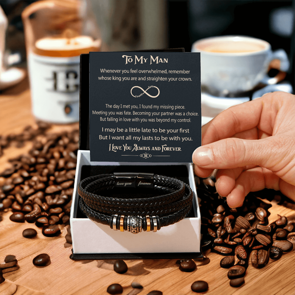 To My Man Soulmate Gift - Men's "Love You Forever" Bracelet For Husband