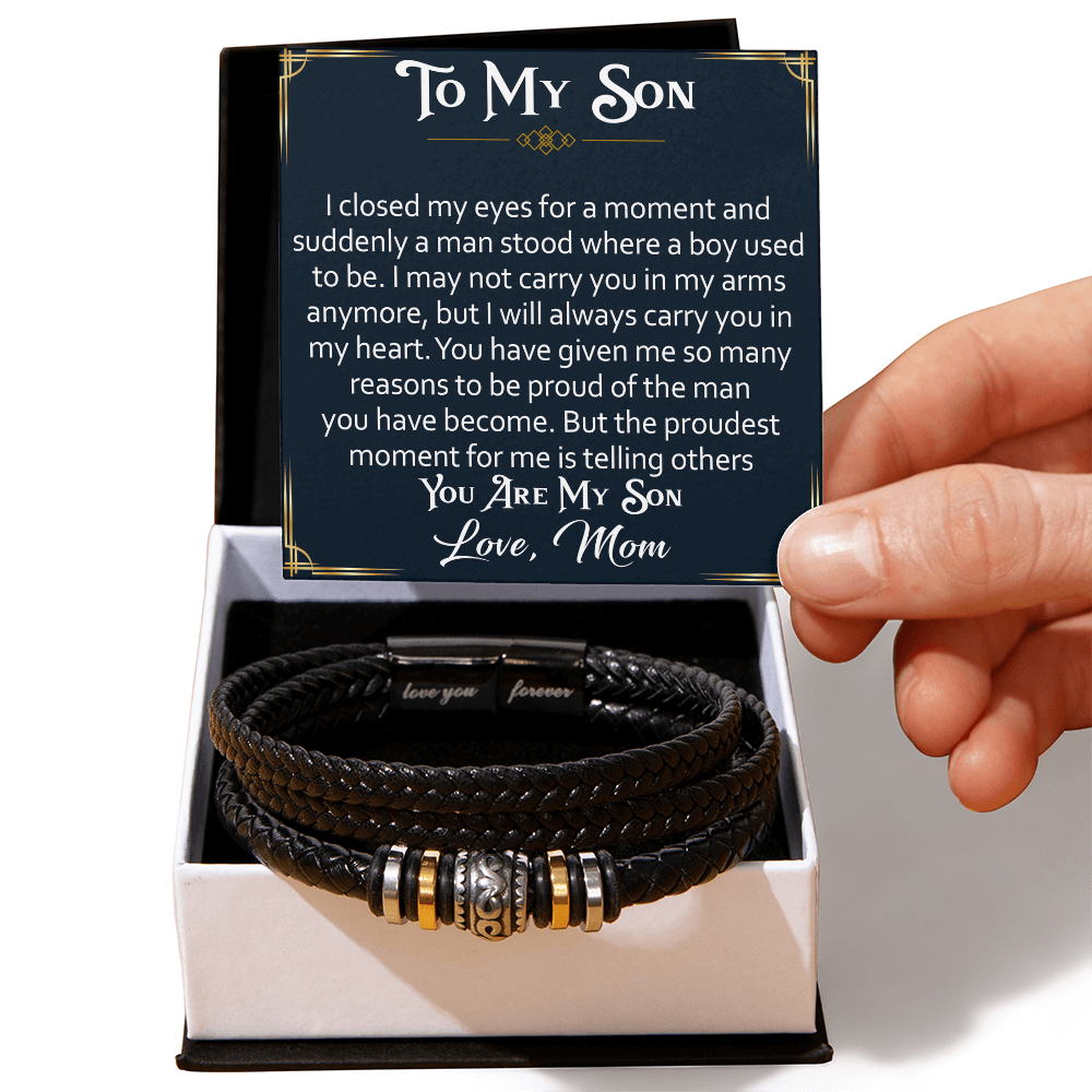 "Love You Forever" Bracelet  for Son from Parents, Gift for Son on His Birthday, Grown Up Son Bracelet Gift