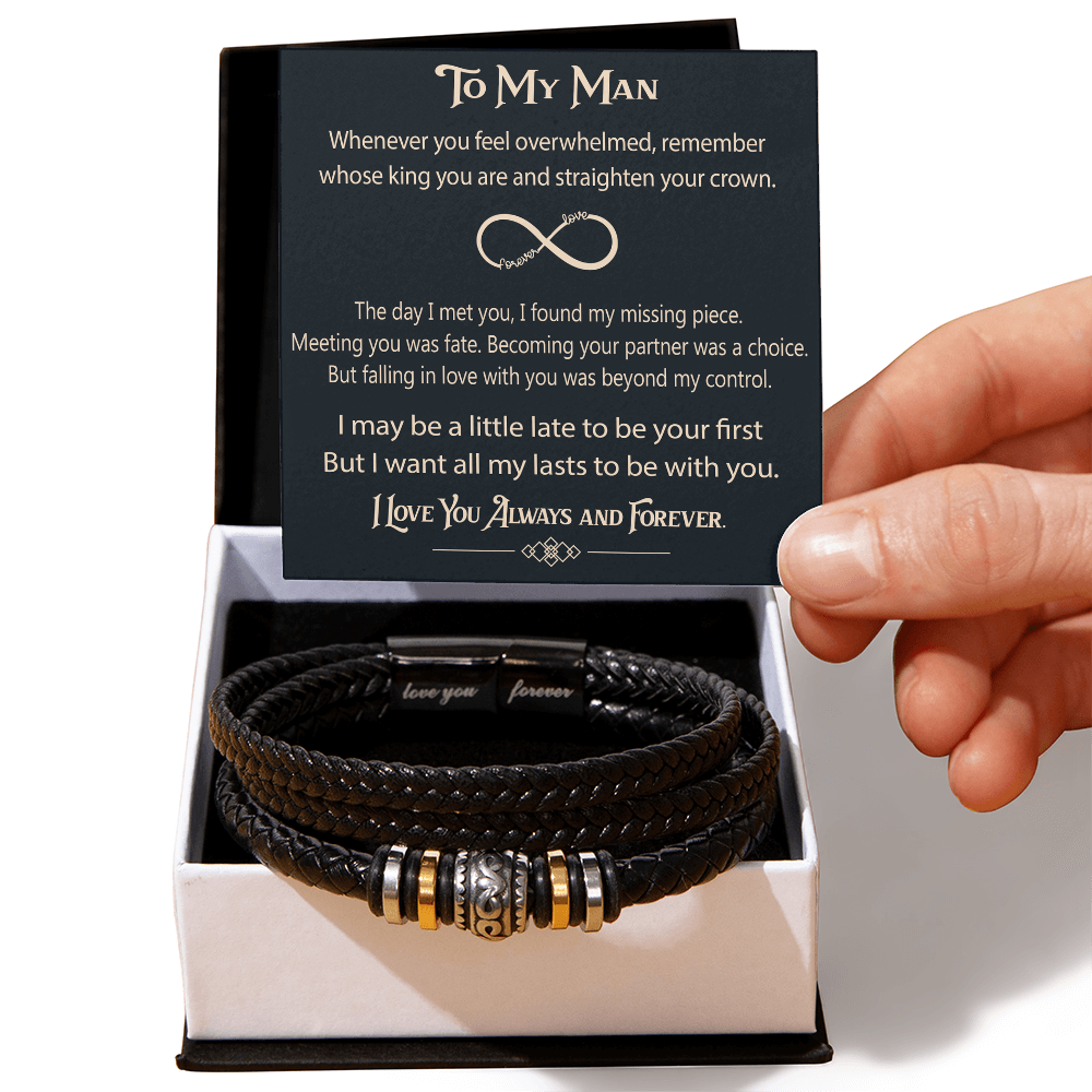 To My Man Soulmate Gift - Men's "Love You Forever" Bracelet For Husband