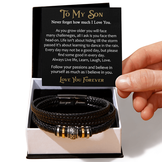To My Son - Men's "Love You Forever" Bracelet, Unique Gift for Birthday Back to School, Christmas...