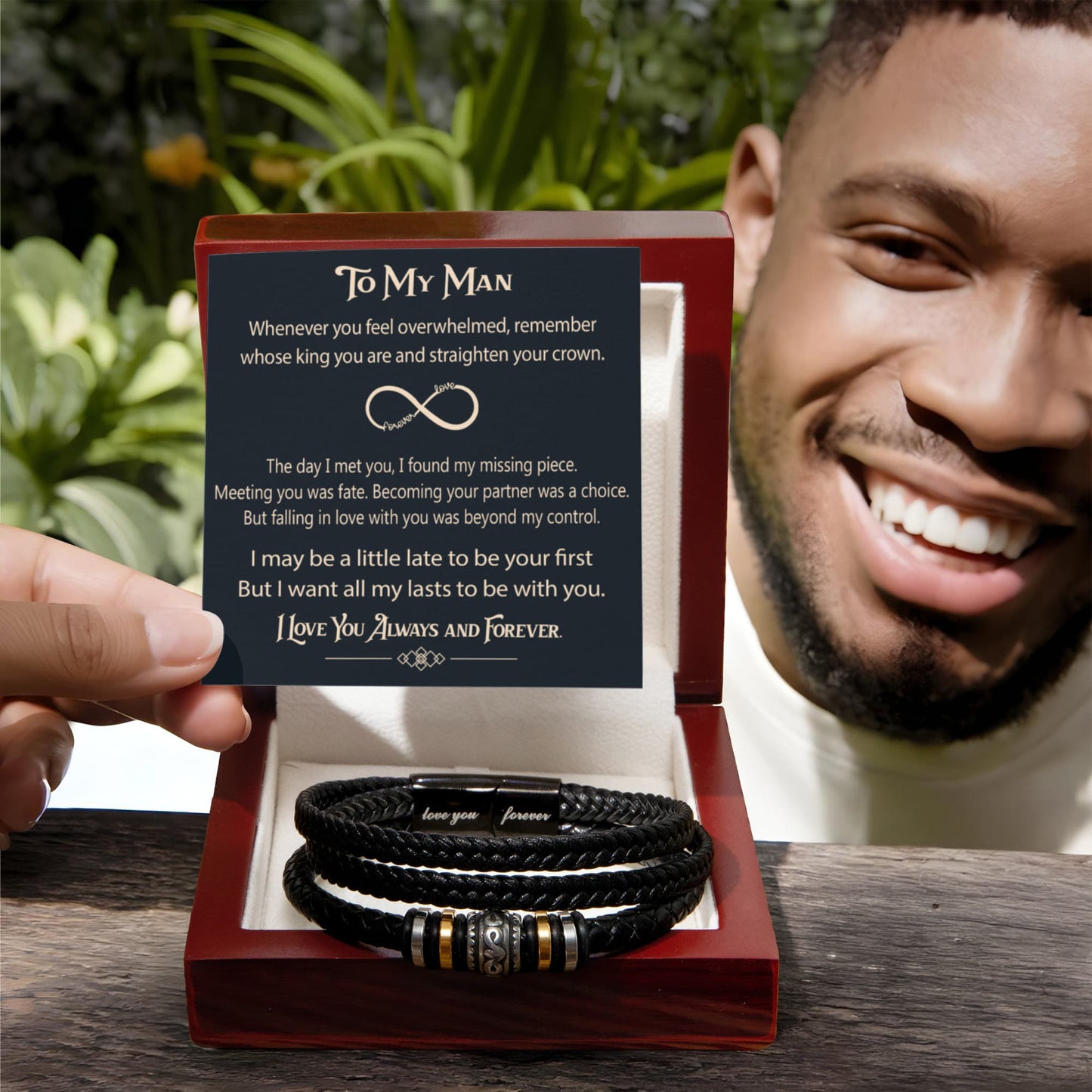 To My Man Soulmate Gift - Men's "Love You Forever" Bracelet For Husband