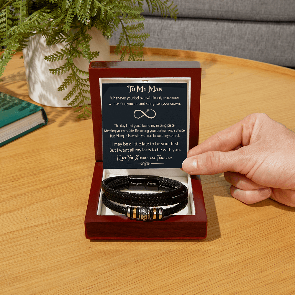 To My Man Soulmate Gift - Men's "Love You Forever" Bracelet For Husband