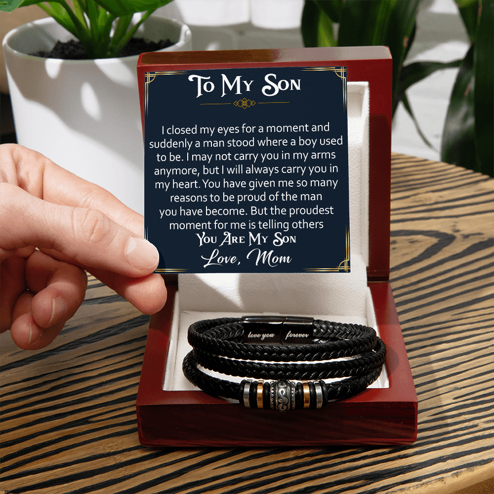 "Love You Forever" Bracelet  for Son from Parents, Gift for Son on His Birthday, Grown Up Son Bracelet Gift