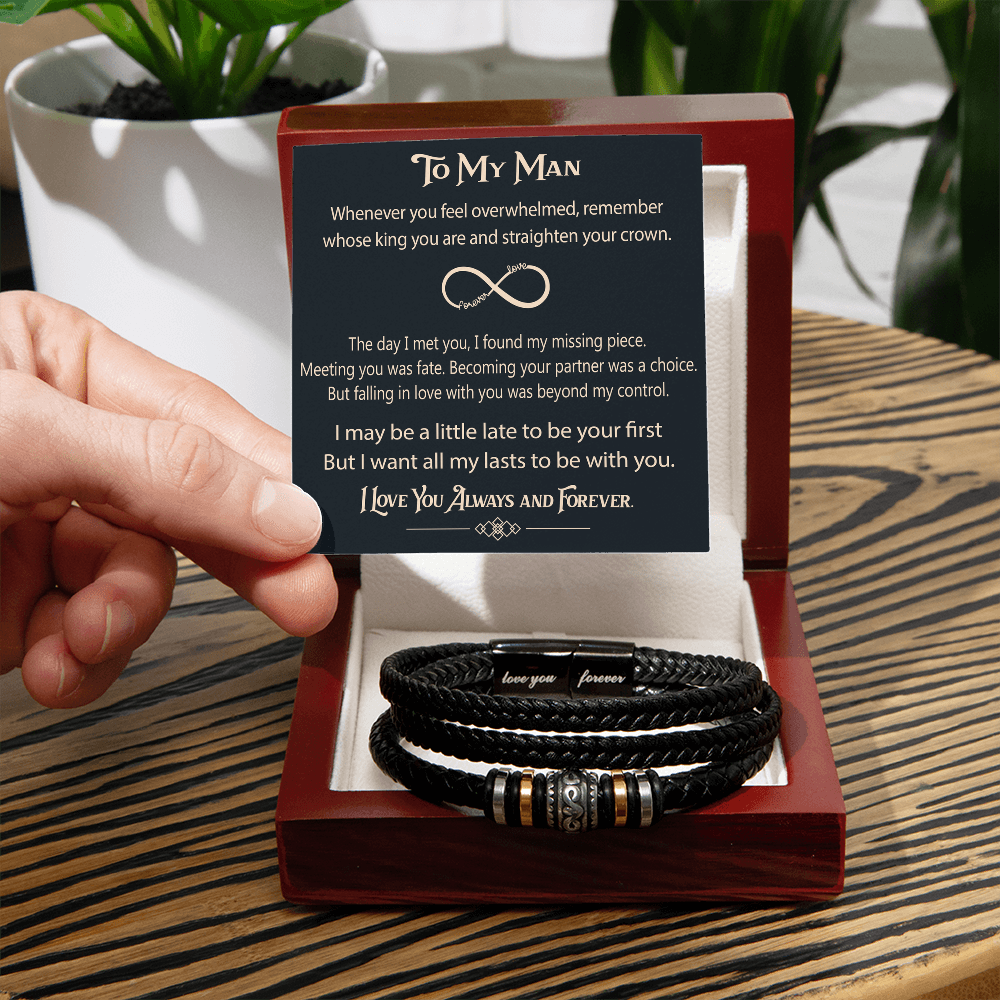 To My Man Soulmate Gift - Men's "Love You Forever" Bracelet For Husband