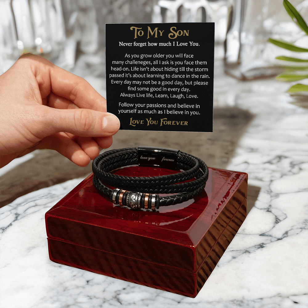 To My Son - Men's "Love You Forever" Bracelet, Unique Gift for Birthday Back to School, Christmas...