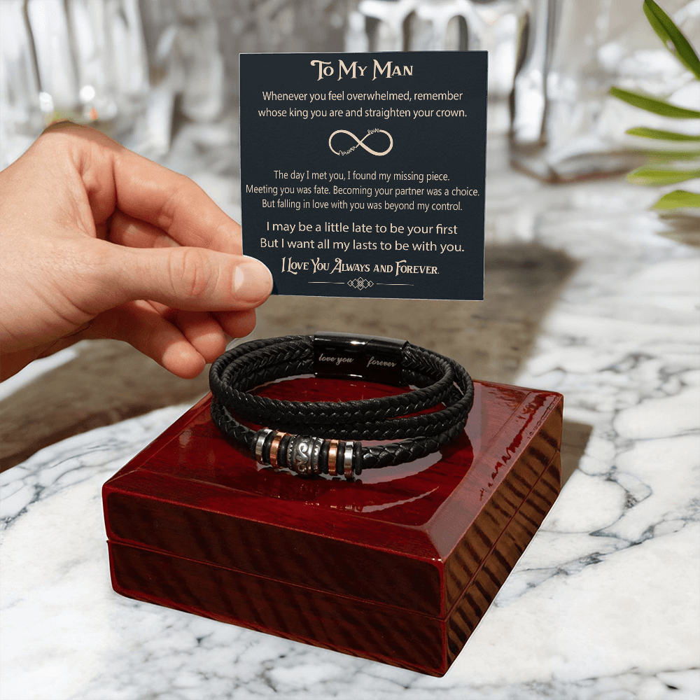 To My Man Soulmate Gift - Men's "Love You Forever" Bracelet For Husband