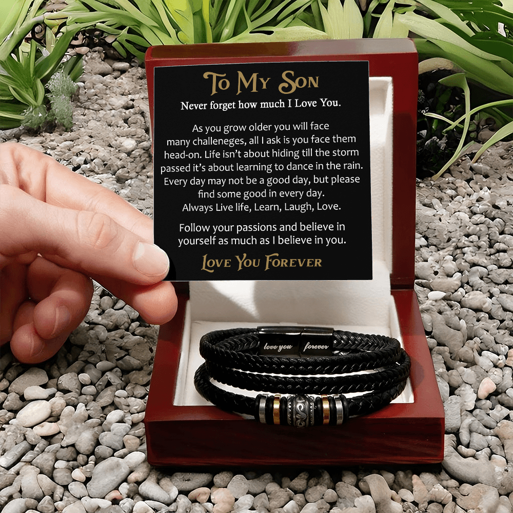To My Son - Men's "Love You Forever" Bracelet, Unique Gift for Birthday Back to School, Christmas...