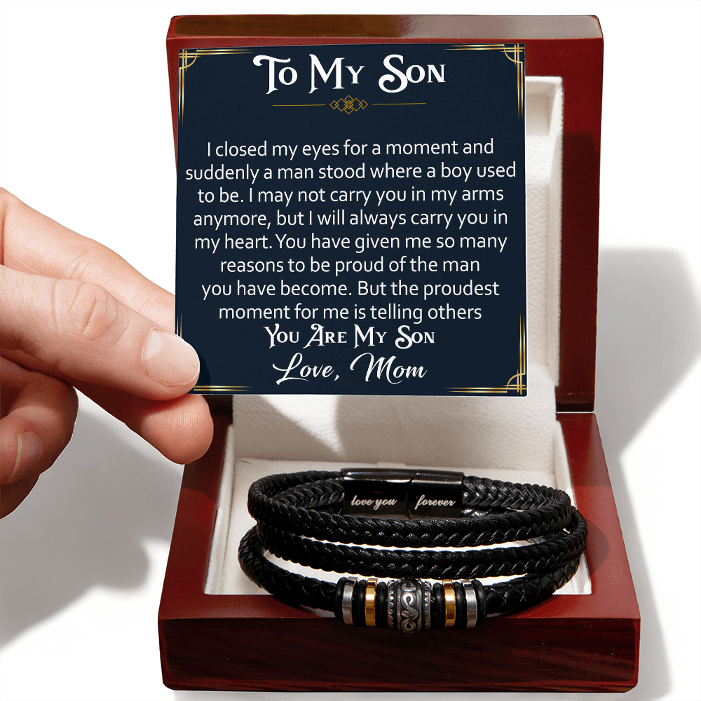 "Love You Forever" Bracelet  for Son from Parents, Gift for Son on His Birthday, Grown Up Son Bracelet Gift