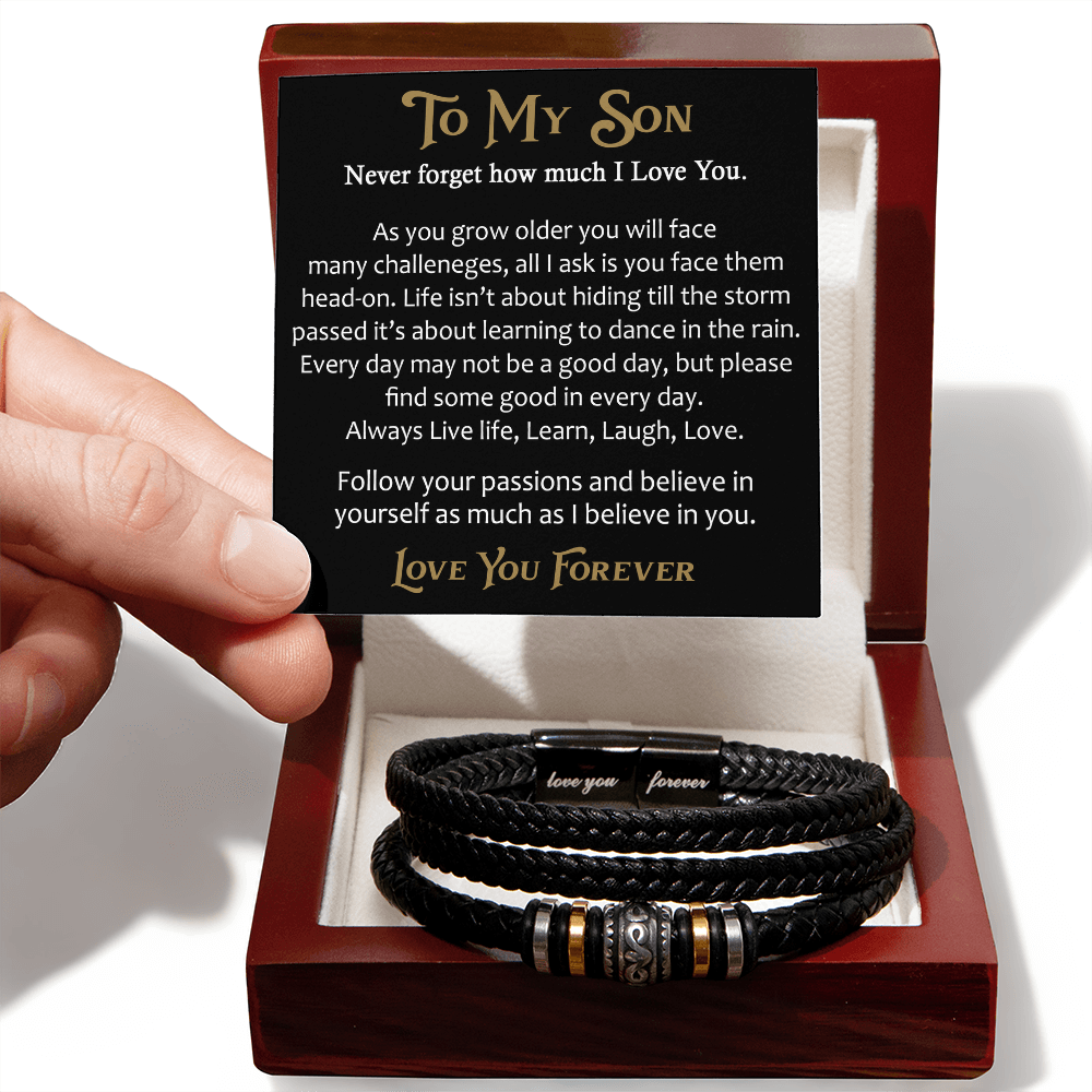 To My Son - Men's "Love You Forever" Bracelet, Unique Gift for Birthday Back to School, Christmas...