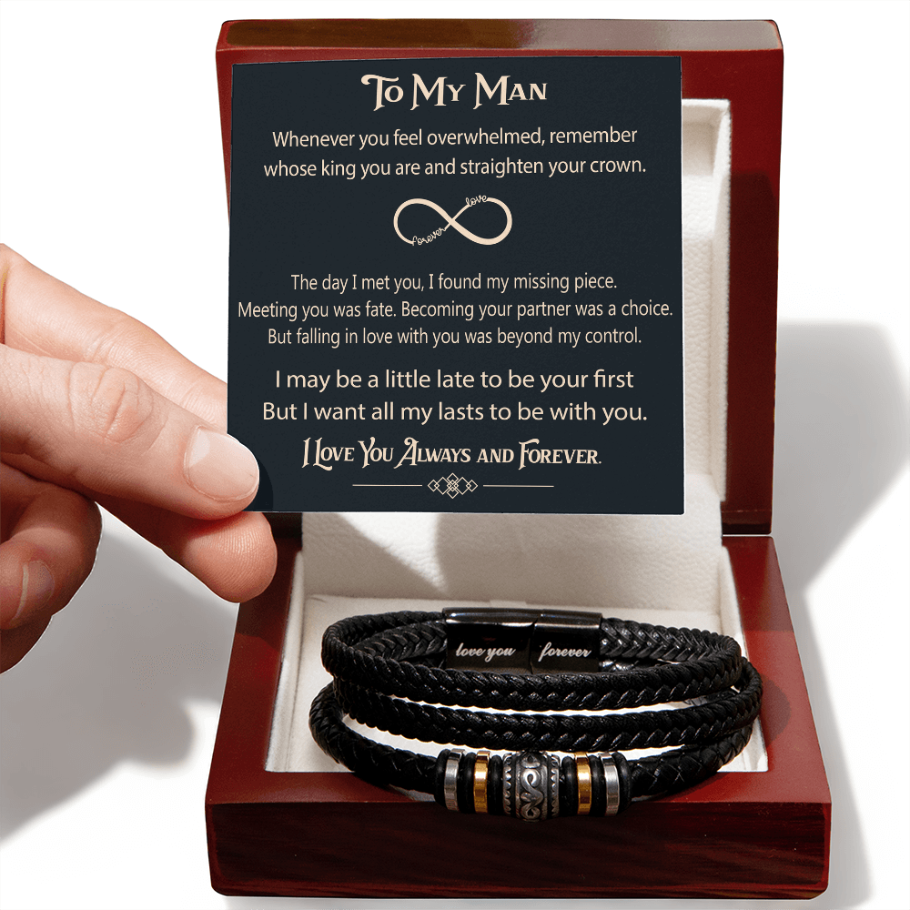 To My Man Soulmate Gift - Men's "Love You Forever" Bracelet For Husband
