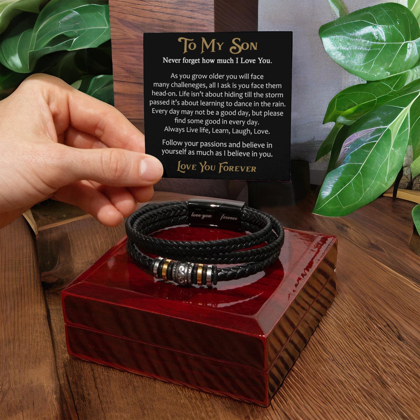To My Son - Men's "Love You Forever" Bracelet, Unique Gift for Birthday Back to School, Christmas...