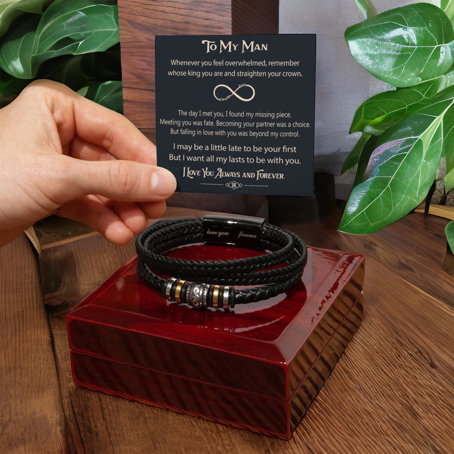 To My Man Soulmate Gift - Men's "Love You Forever" Bracelet For Husband
