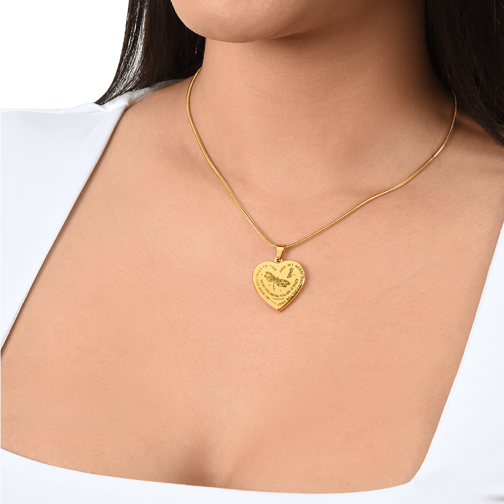 My Mind Still Talks To You, Dragonfly Gift Engraved Heart Necklace For Women Mom (134468833994)