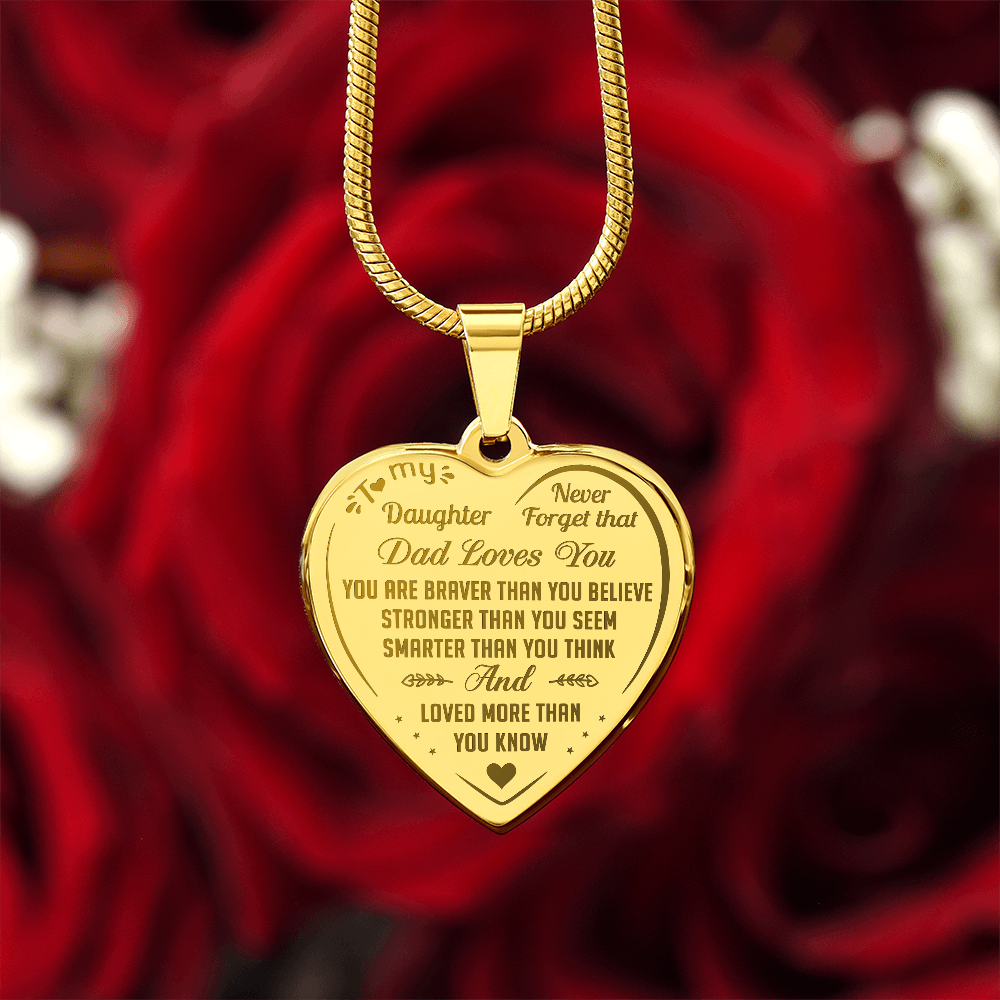 Proud Dad to Daughter Engraved Heart Necklace - Perfect Gift for Little Girl from Father Papa