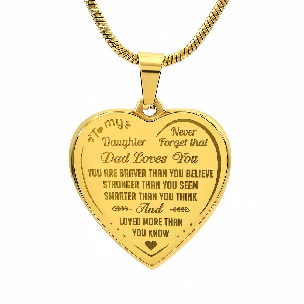 Proud Dad to Daughter Engraved Heart Necklace - Perfect Gift for Little Girl from Father Papa