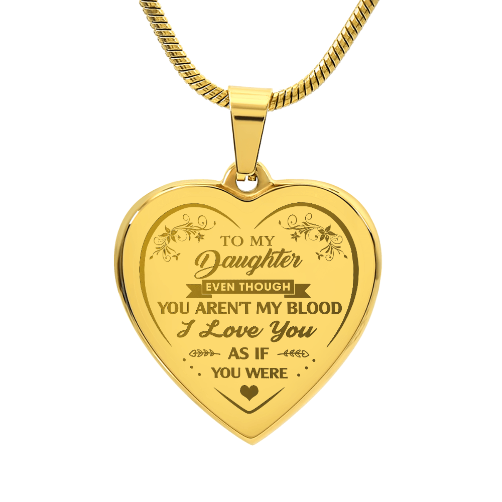 To My Step Daughter Engraved Heart Necklace Gift from Step Dad Mom for Birthday Back to School Christmas