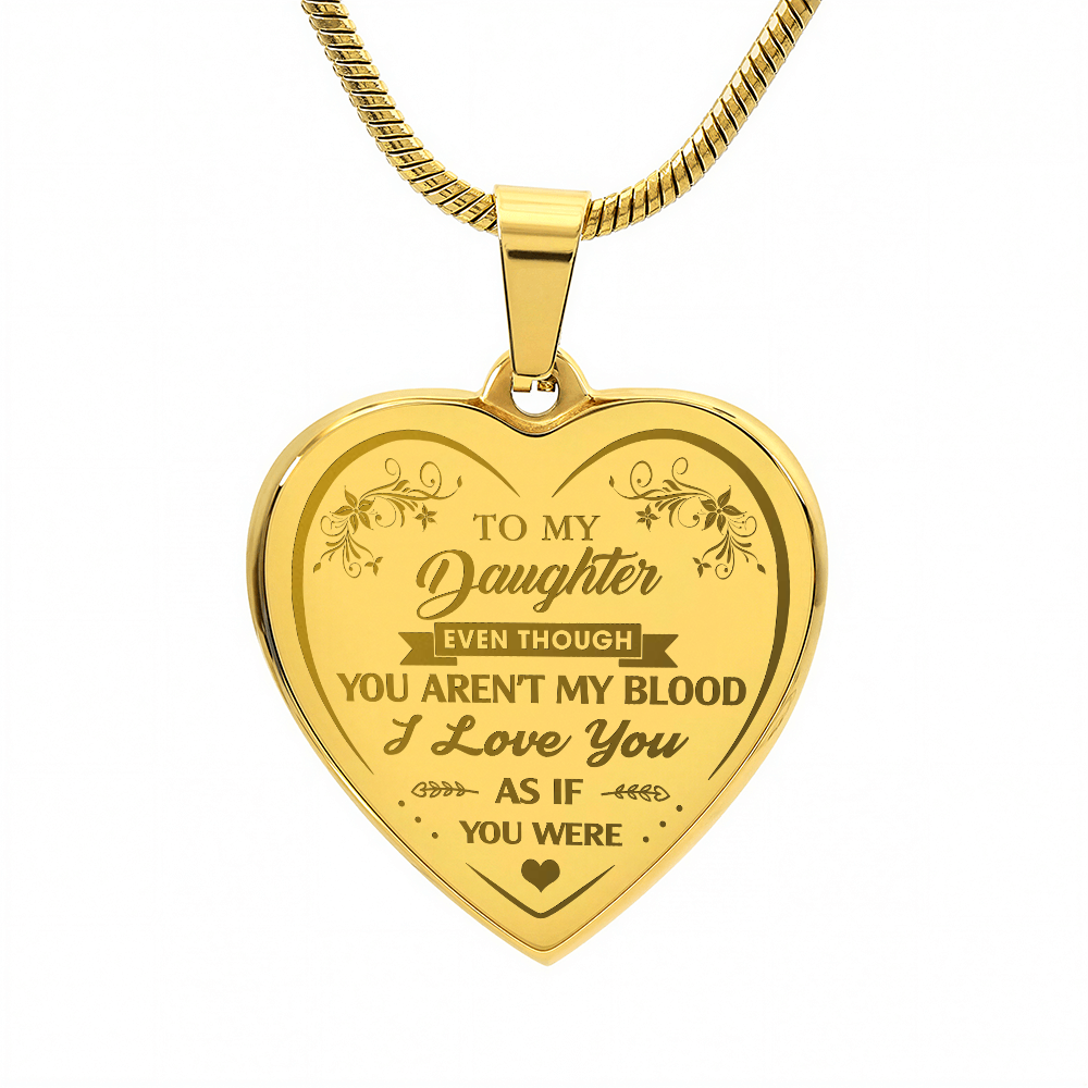 To My Bonus Daughter Engraved Heart Necklace From Stepmom Stepdad, Blended Family Jewelry Gift