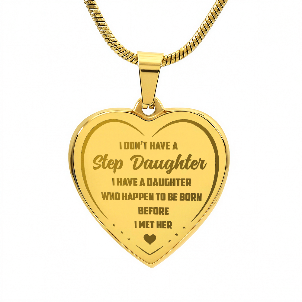 Bonus Daughter Engraved Heart Necklace from Step Dad, Step Mom - Meaningful Blended Family present for Birthday, Wedding, Back to School