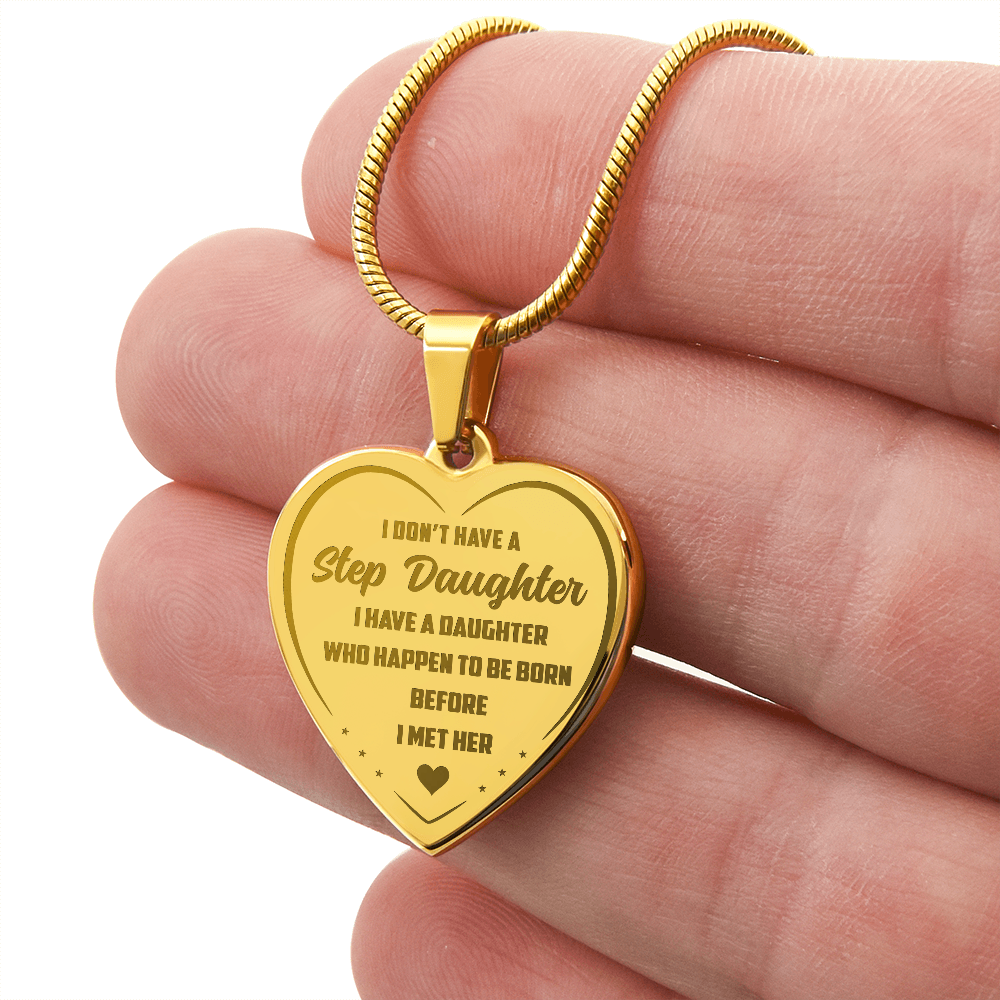 Bonus Daughter Engraved Heart Necklace from Step Dad, Step Mom - Meaningful Blended Family present for Birthday, Wedding, Back to School