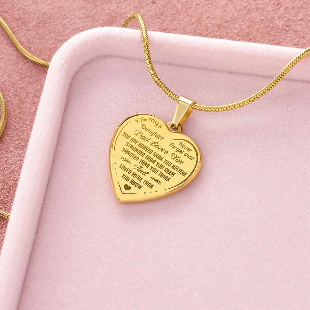 Proud Dad to Daughter Engraved Heart Necklace - Perfect Gift for Little Girl from Father Papa