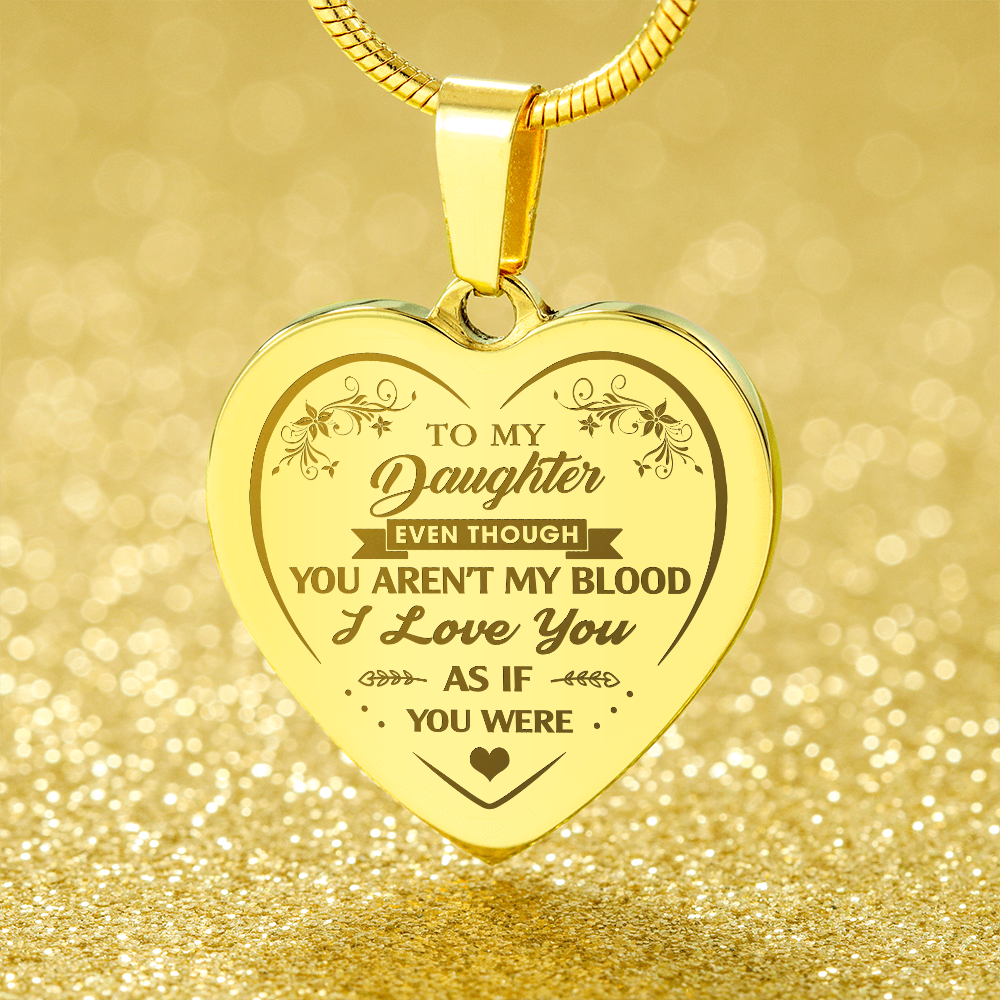 To My Step Daughter Engraved Heart Necklace Gift from Step Dad Mom for Birthday Back to School Christmas