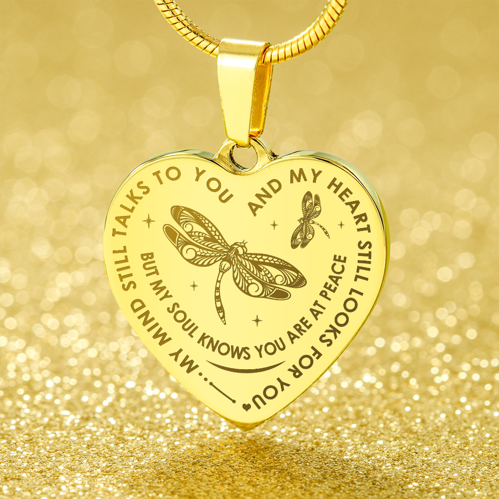 My Mind Still Talks To You, Dragonfly Gift Engraved Heart Necklace For Women Mom (134468833994)