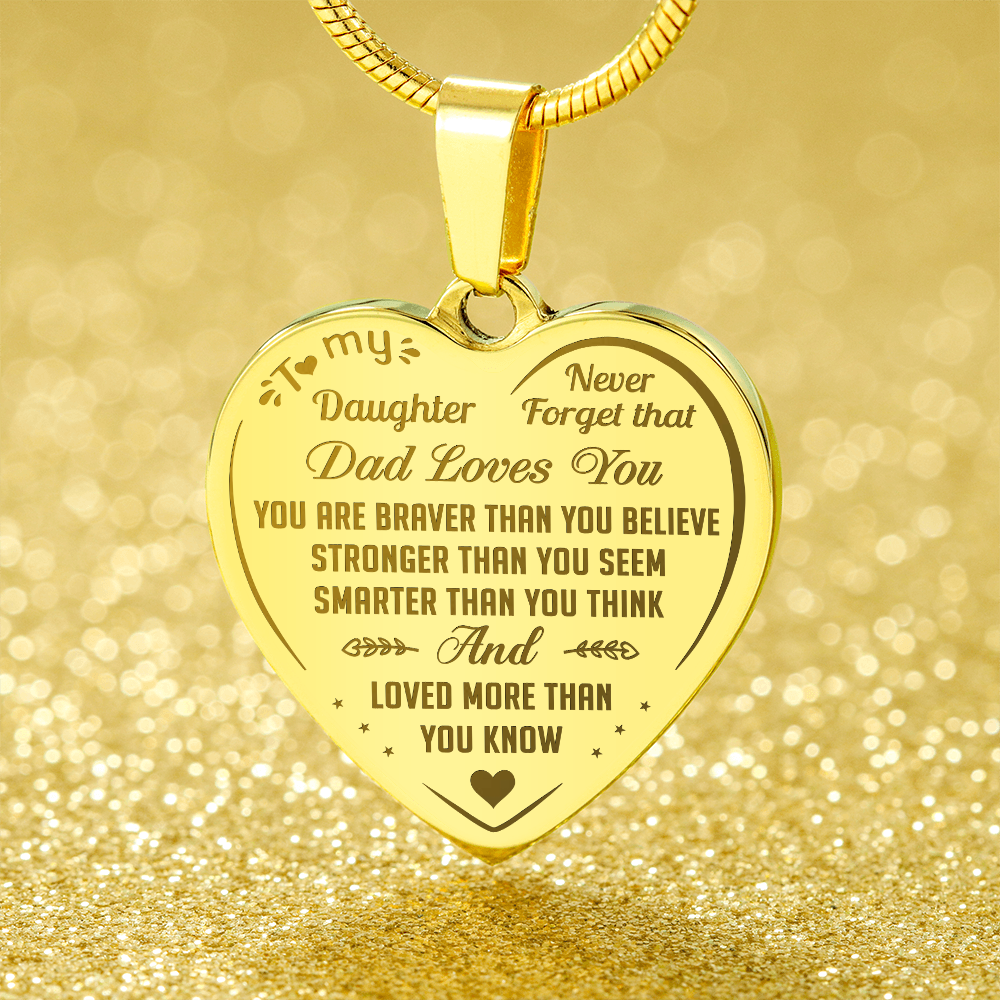 Proud Dad to Daughter Engraved Heart Necklace - Perfect Gift for Little Girl from Father Papa