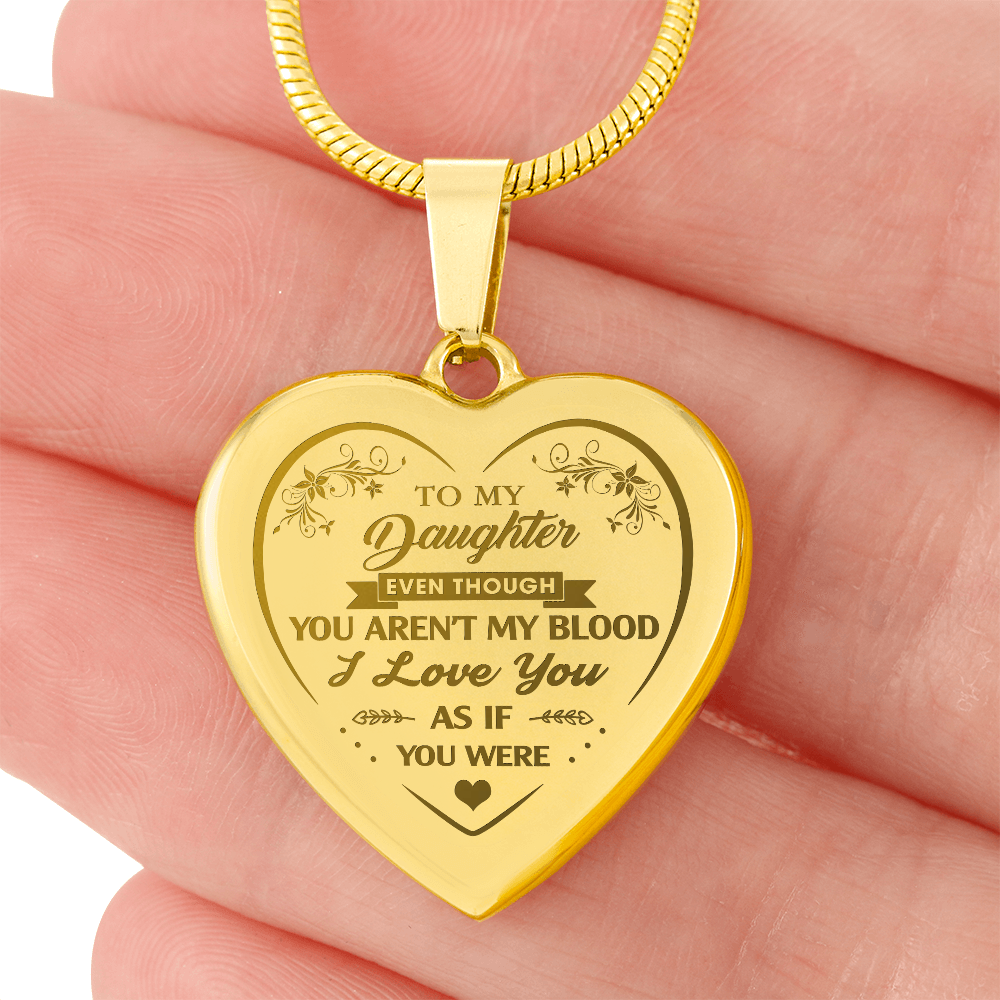 To My Step Daughter Engraved Heart Necklace Gift from Step Dad Mom for Birthday Back to School Christmas