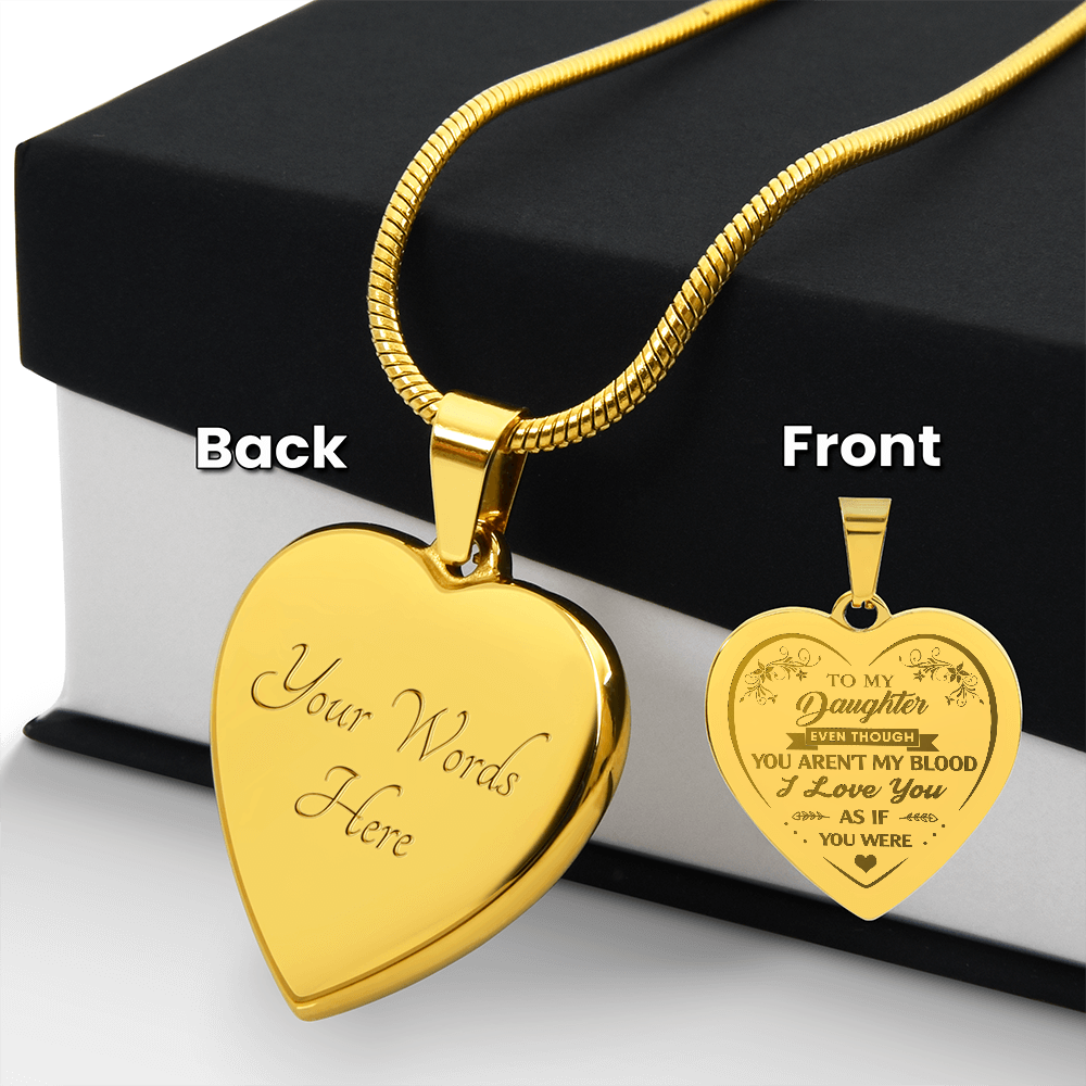 To My Step Daughter Engraved Heart Necklace Gift from Step Dad Mom for Birthday Back to School Christmas