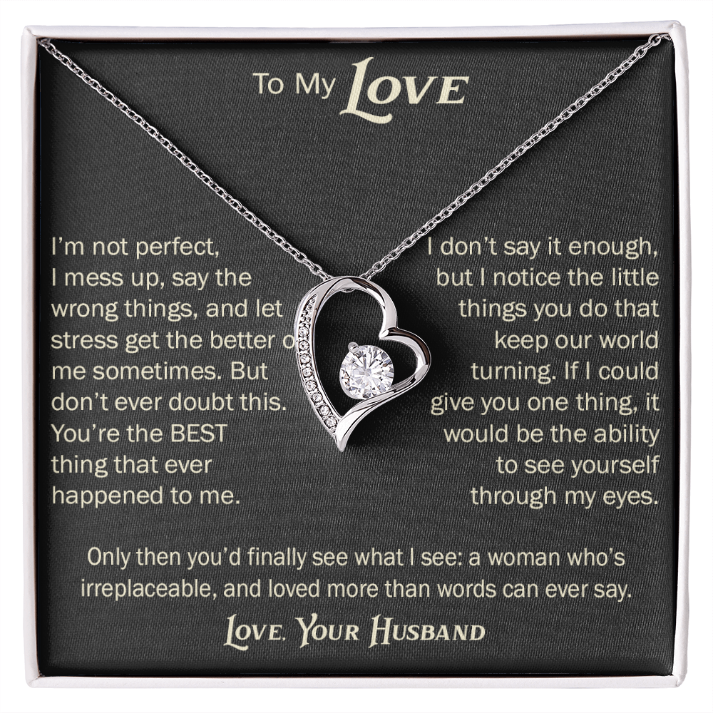 Forever Love Necklace for Wife From Husband, Anniversary Jewelry, Christmas Birthday Present for Her, To My Soulmate Gift