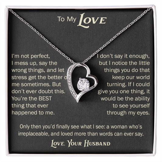 Forever Love Necklace for Wife From Husband, Anniversary Jewelry, Christmas Birthday Present for Her, To My Soulmate Gift