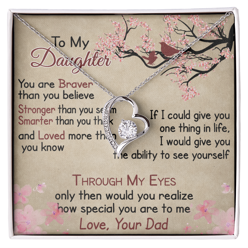 To My Daughter Gift from Dad - Forever Love Necklace for Your Princess, Little Girl Present