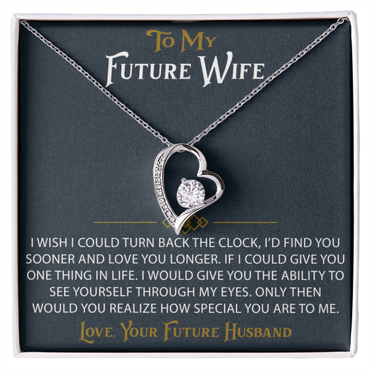 To My Future Wife Forever Love Heart Pendant Necklace Sentimental Gift for Bride (133562991407)