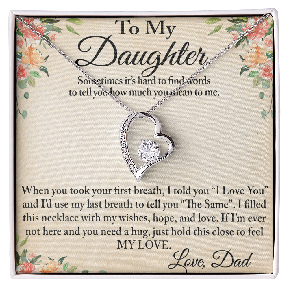 To My Daughter Unique Gift From Dad Forever Love Heart Necklace for Little Girl (134218942827)