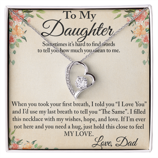 To My Daughter Unique Gift From Dad Forever Love Heart Necklace for Little Girl (134218942827)