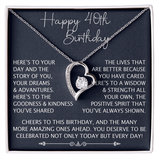 Happy 40th Birthday Gift - Forever Love Unique Necklace for Wife, Daughter, Grandma, Granddaughter, Mom, Women, Christmas, Birthday Gift