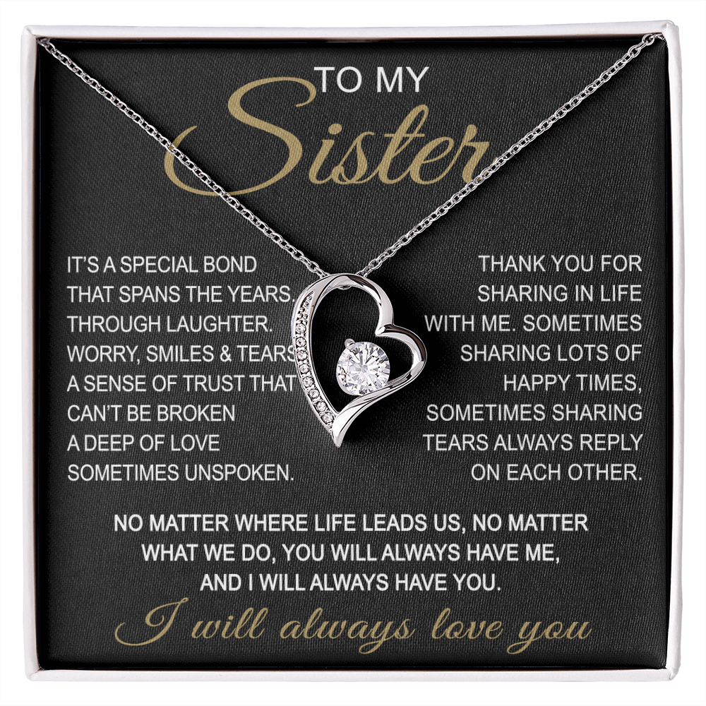 To My Sister Forever Love Necklace Sister Gifts With Heartfelt Message, Sister Gifts From Sister Brother For Birthday