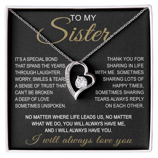 To My Sister Forever Love Necklace Sister Gifts With Heartfelt Message, Sister Gifts From Sister Brother For Birthday