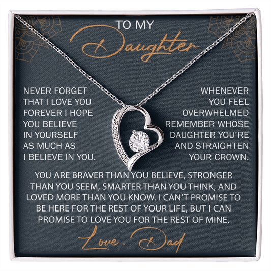 To My Daughter from Dad, Forever Love Necklace Necklace, Never Forget that I Love You